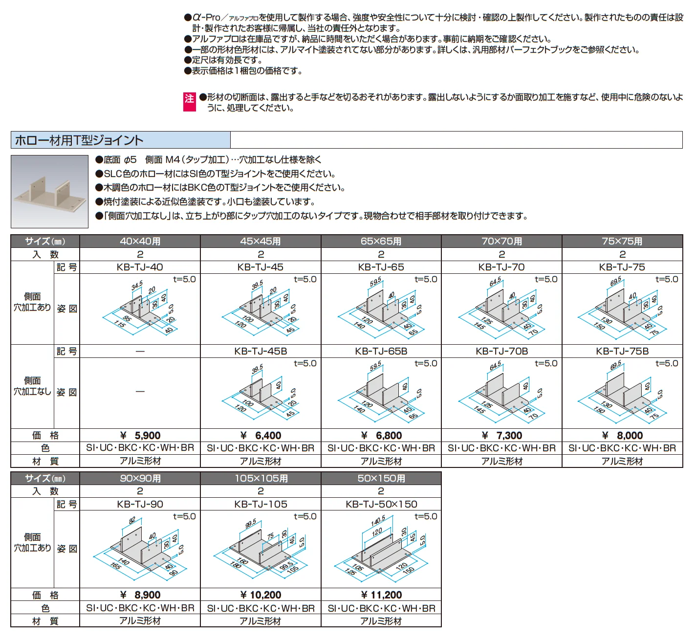 ホロー材用T型ジョイント【α-Pro アルファプロ】【2025年10月価格改訂版】_価格_1