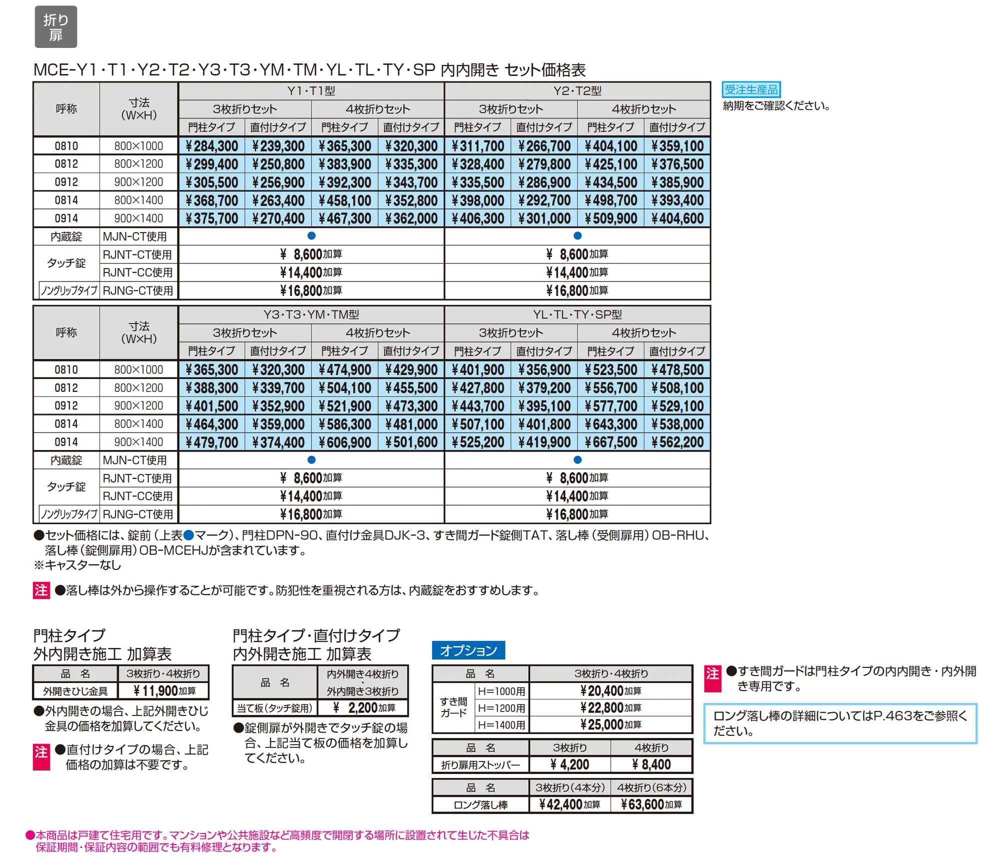 折り扉一覧 レジリアY1型/T1型/Y2型/T2型/Y3型/T3型/YM型/TM型/YL型/TL型/TY型/SP型_価格_1