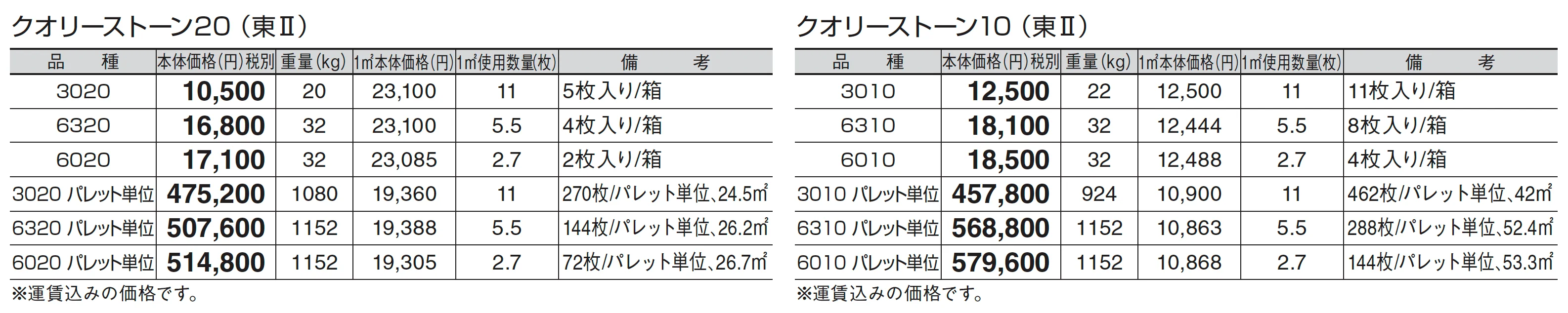 クオリーストーン 20/クオリーストーン 10_価格_2
