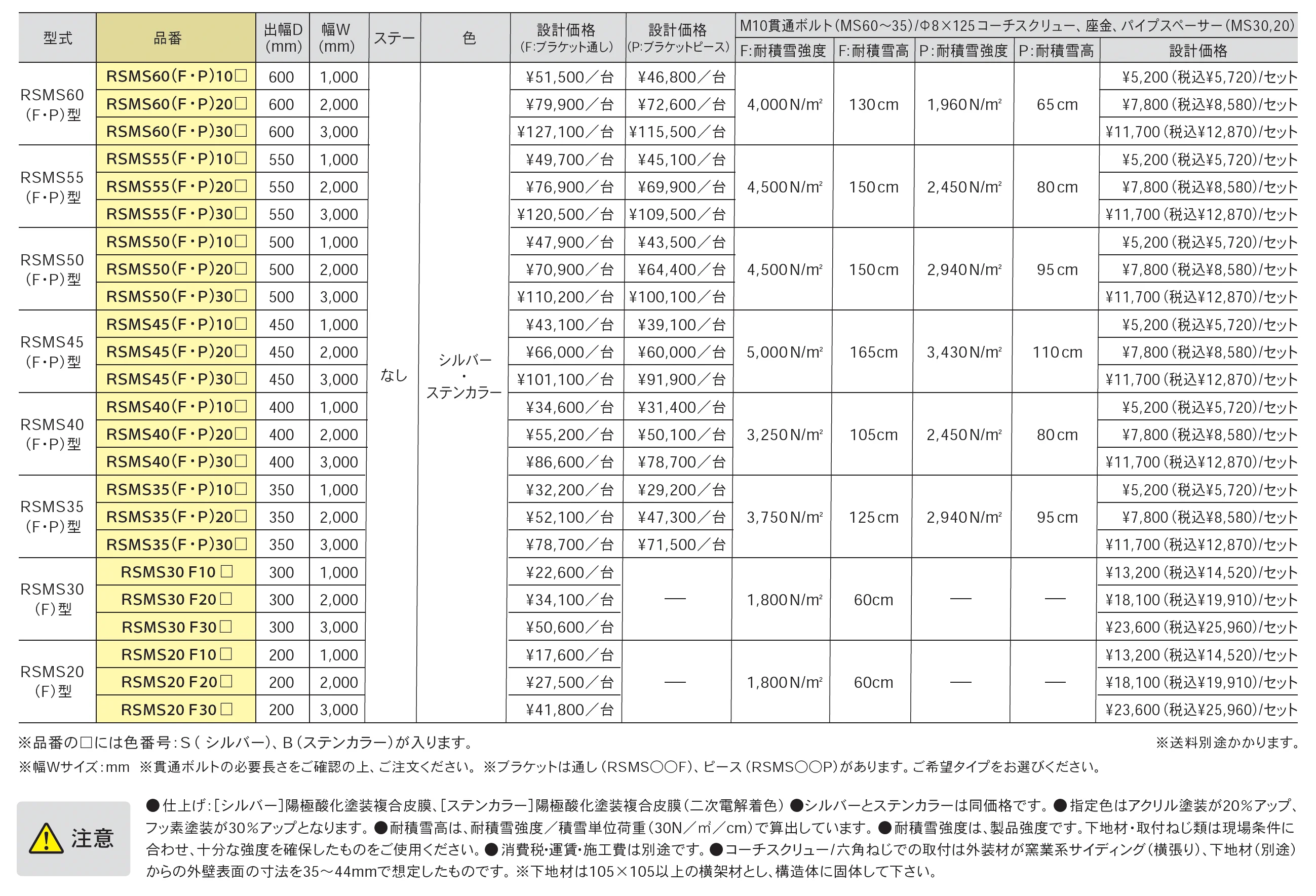 アルミ軽量ひさし RSMS <前勾配>_価格_1