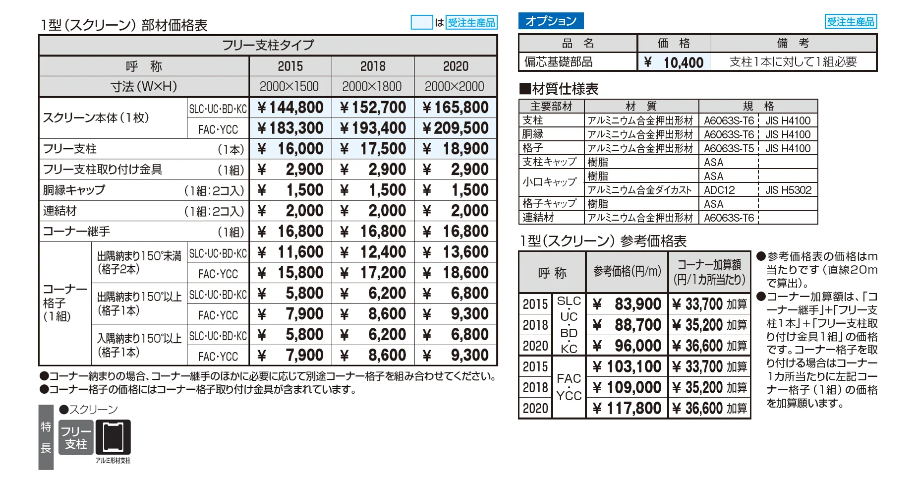 フレジスタ1型 スクリーン たて格子タイプ(P=71.5)【2025年10月価格改訂版】_価格_1