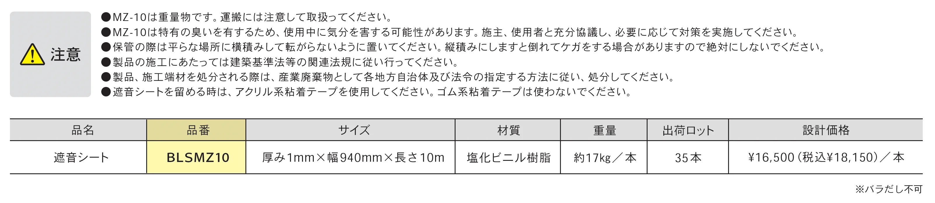 遮音シート MZ-10_価格_1