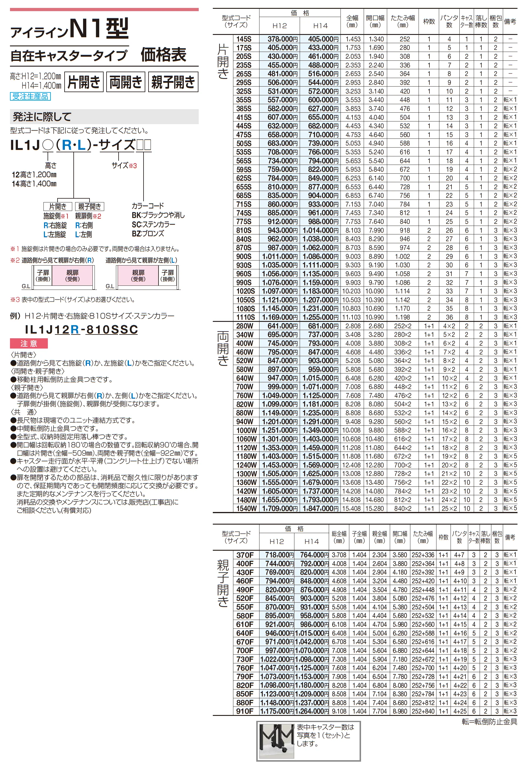アイラインN1型  フラットレールタイプ /固定キャスタータイプ /自在キャスタータイプ_価格_3