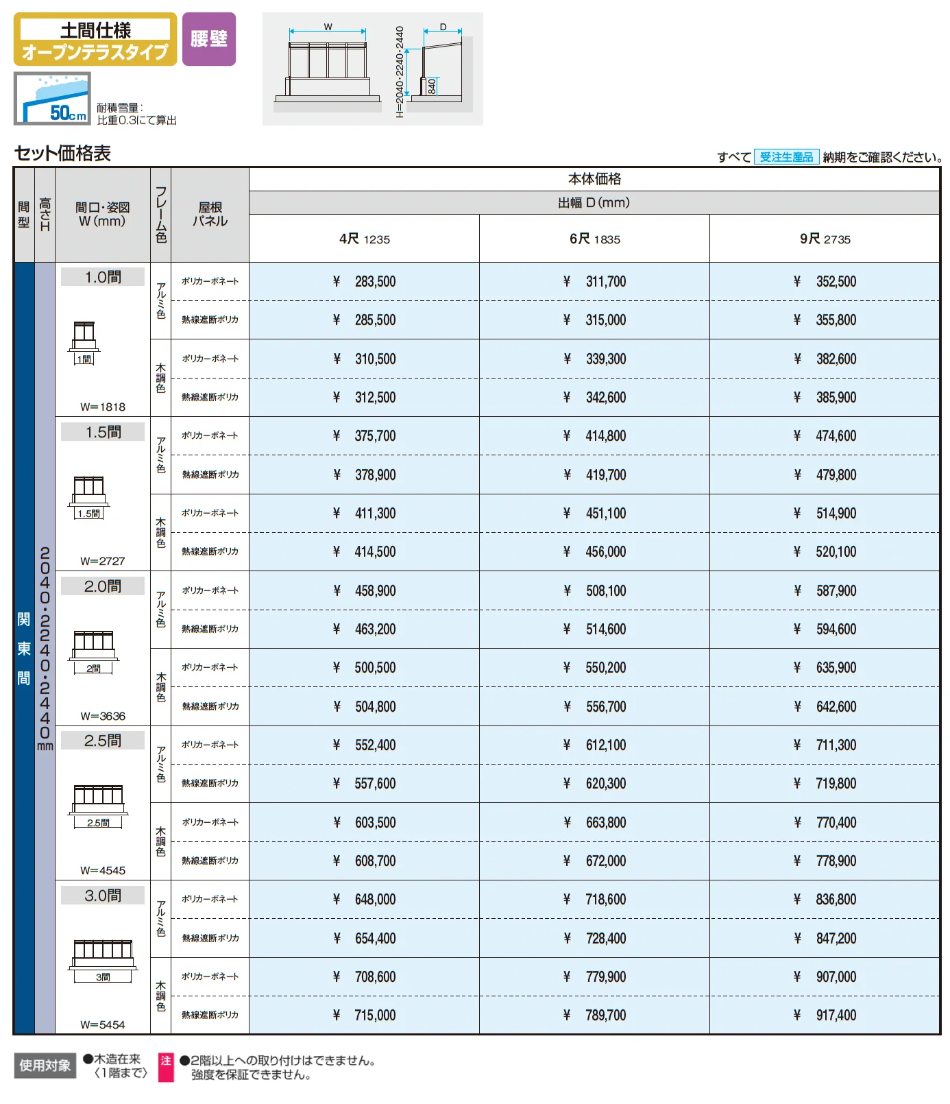 スマーレ (土間仕様 オープンテラスタイプ 腰壁)【2025年10月価格改訂版】_価格_1