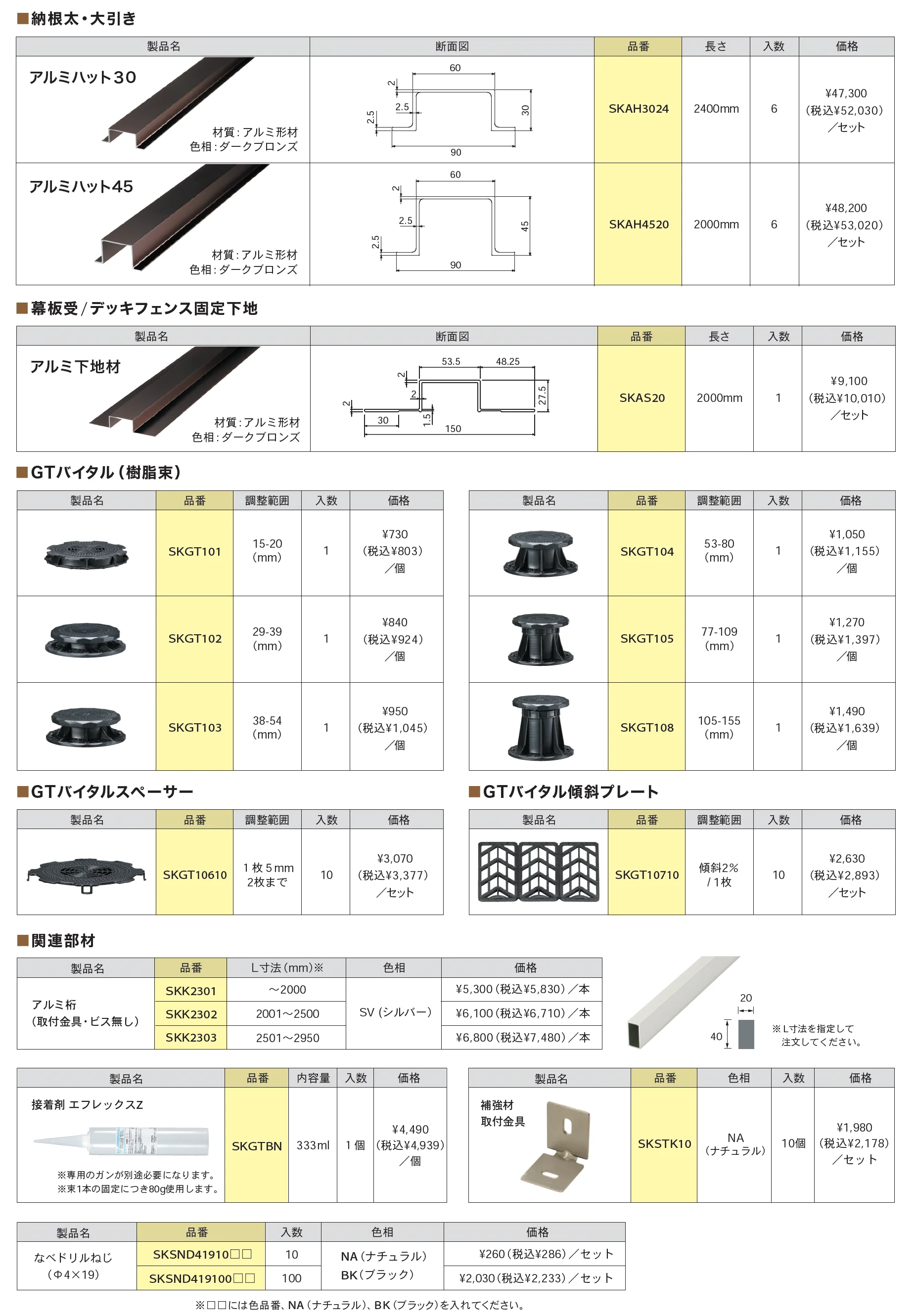 アルミハット<ハイブリッドデッキⅡの下地材>_価格_1