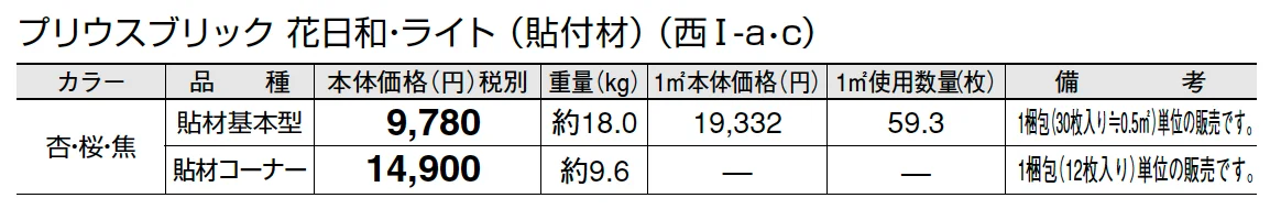 プリウスブリック 花日和・ライト(貼付材)_価格_3