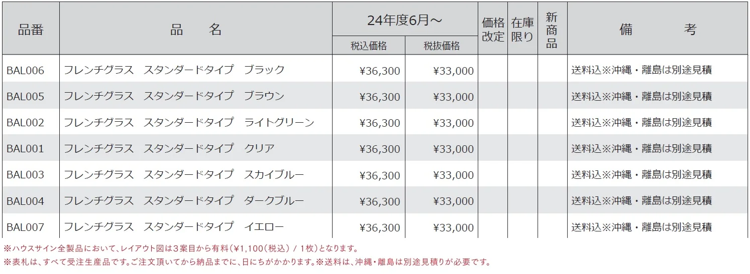 ハウスサイン フレンチグラス【2024年版】_価格_1