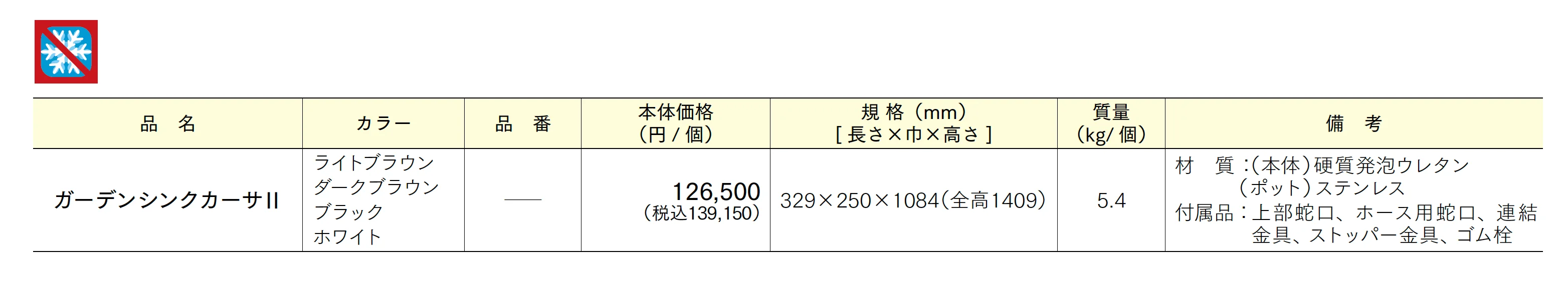 ガーデンシンクカーサⅡ_価格_1