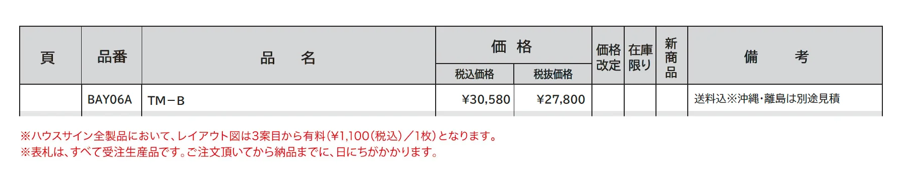 ハウスサイン TM-B_価格_1