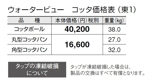 ウォータービュー コッタ【2024年版】_価格_1
