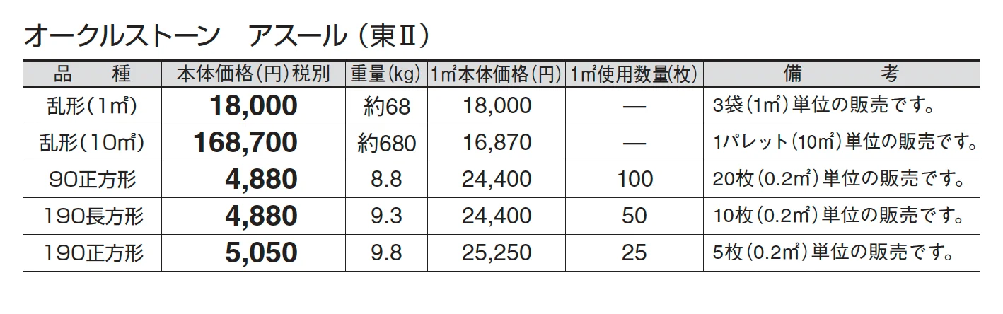 オークルストーン アスール_価格_2
