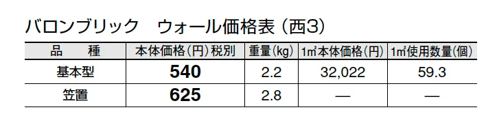 バロンブリック ウォール【2024年版】_価格_5
