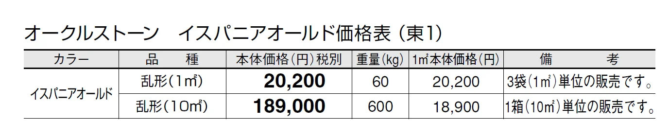 オークルストーン イスパニアオールド【2024年版】_価格_1