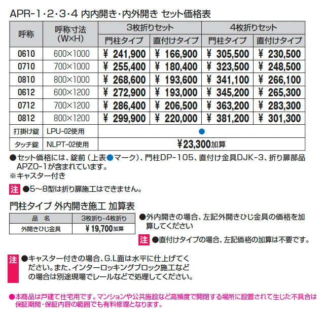 折り扉一覧 プロヴァンス1・2・3・4型【2025年版】_価格_1
