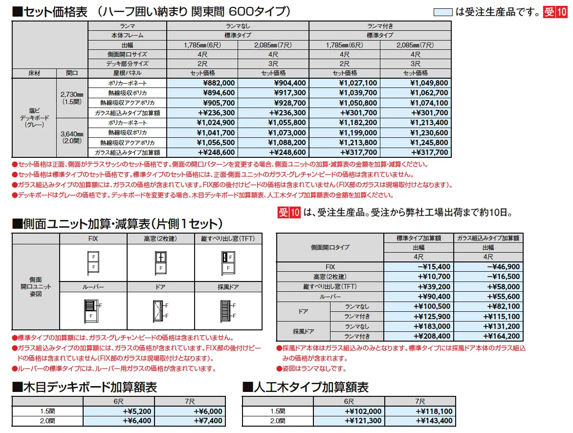 サニージュ ハーフ囲い納まり 関東間【2024年版】_価格_1