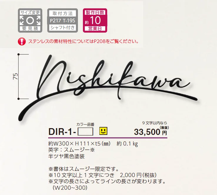 ダイアリー ステンレス切文字表札【2025年版】_価格_1