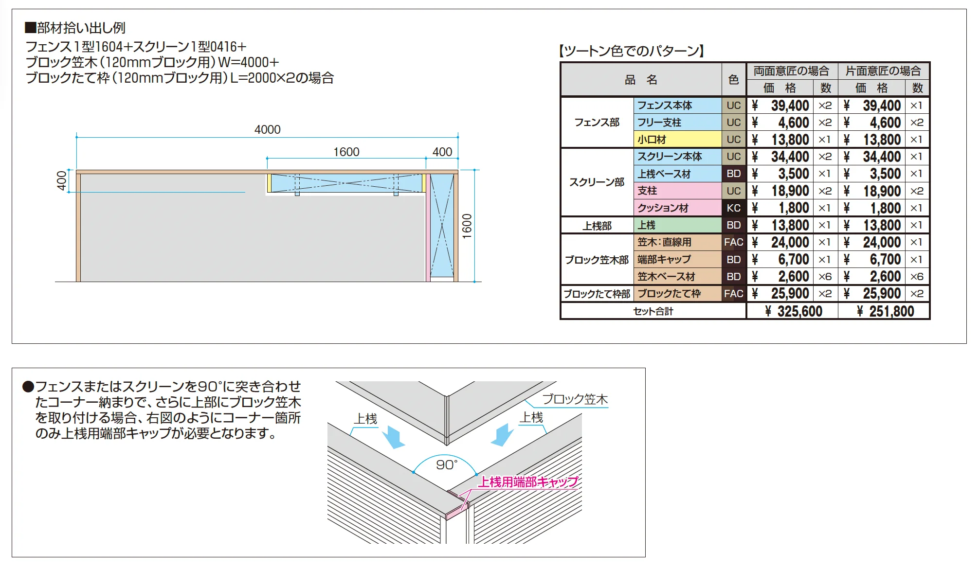 フィオーレ/ブロック笠木・ブロックたて枠_価格_3
