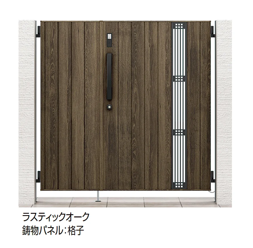 LIXILの「開き門扉AA スマートロックシステム FamiLock TS2型(木調)【2025年版】」