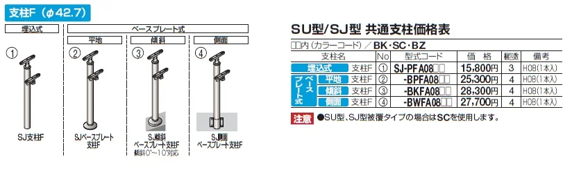 手すり セイフティビーム SU型Φ34mm / SJ型 Φ38mm 標準仕様・手すり2段【2024年版】_価格_3