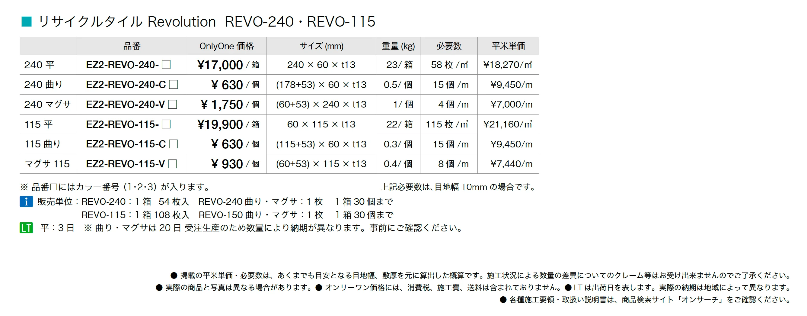 リサイクルタイル レボリューション_価格_2