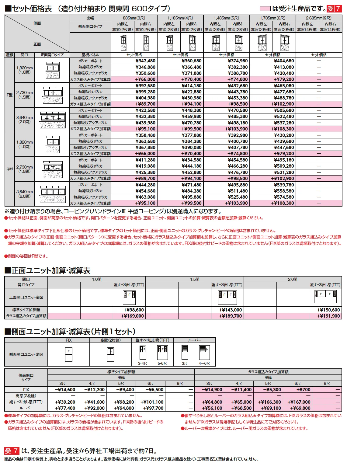サニージュ F型 造り付け納まり 関東間【2024年版】_価格_1