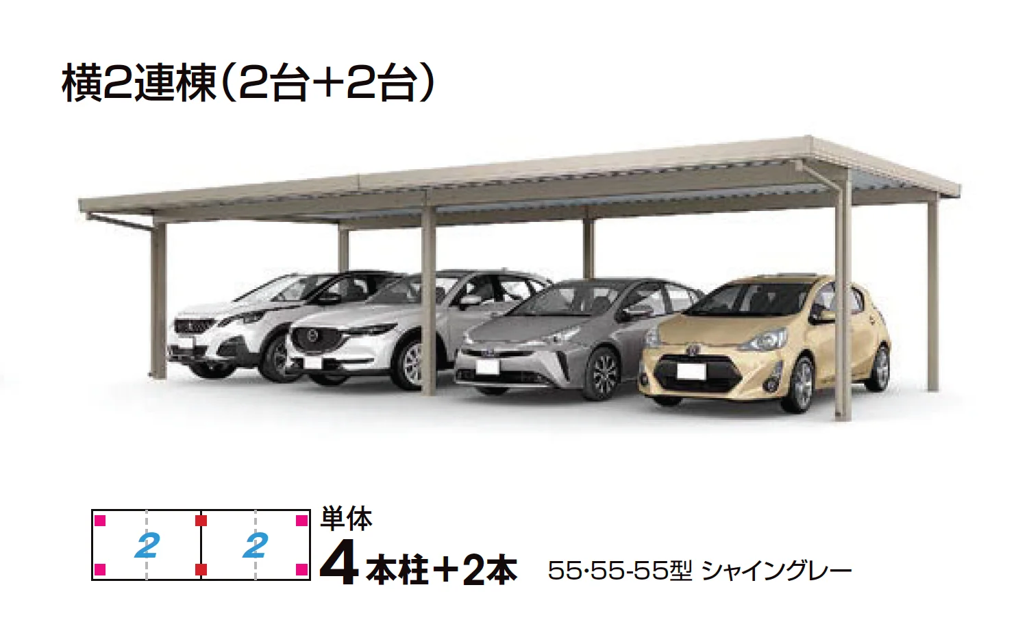 LIXILの「カーポートSW 900タイプ 4台用【2025年版】」のサブ画像1