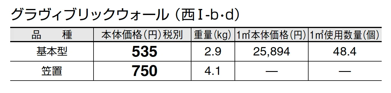グラヴィブリック ウォール(組積材)_価格_4