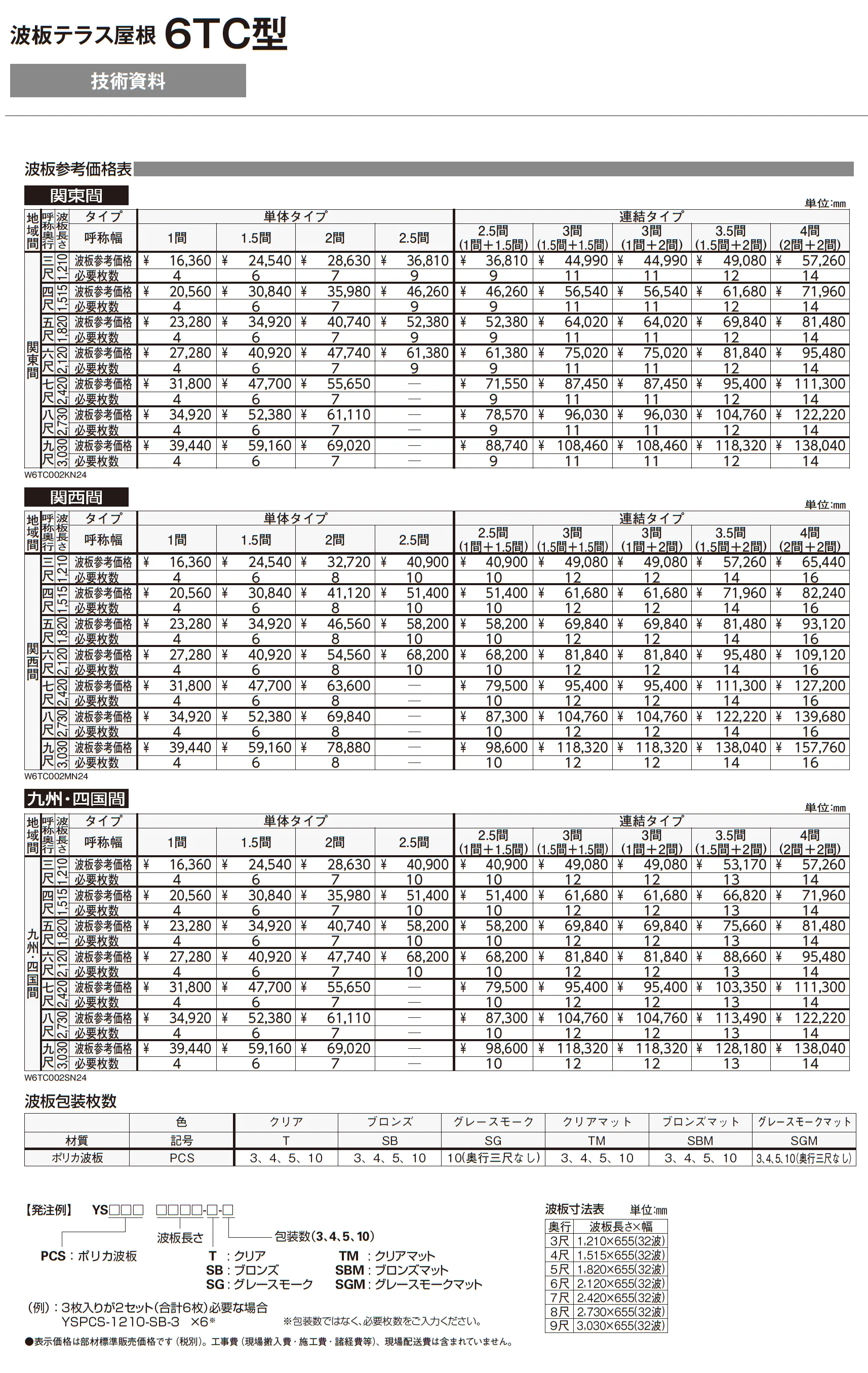 波板テラス屋根 6TC型_価格_7