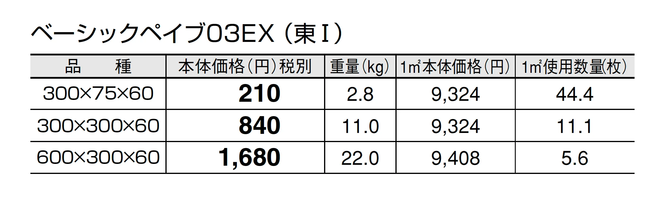 ベーシックペイブ03EX_価格_1