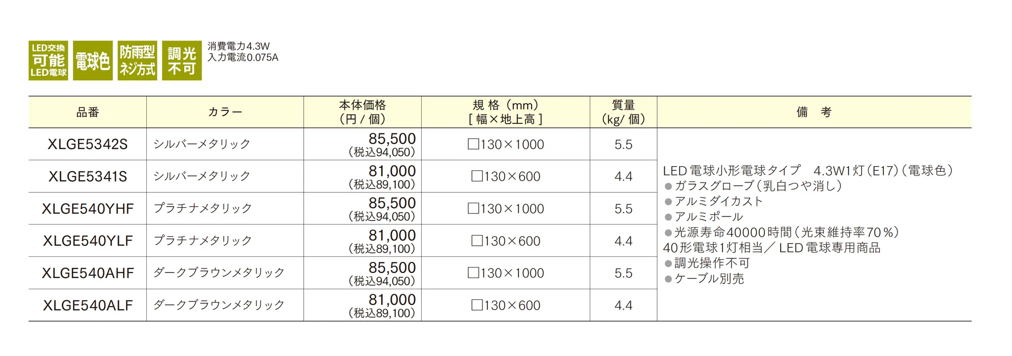 LEDポールライト LEDエントランスライト(角柱)_価格_1