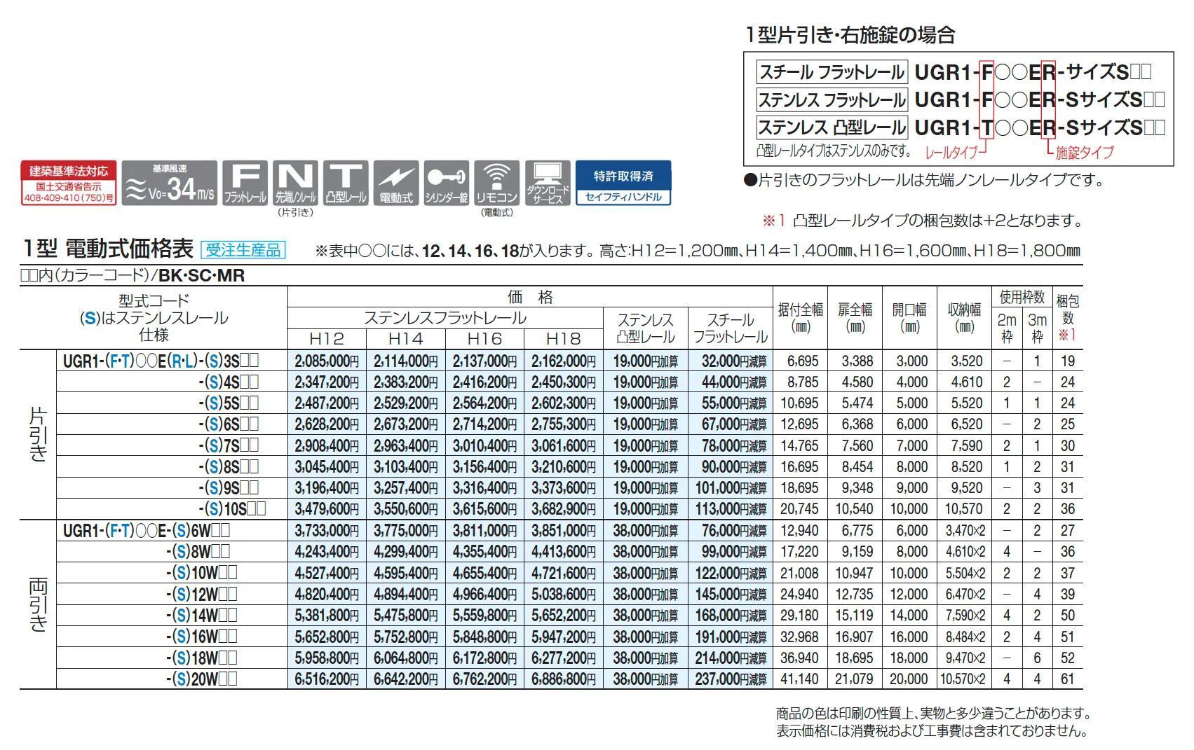 ユニットラインGR1型(電動式)【2025年版】_価格_1