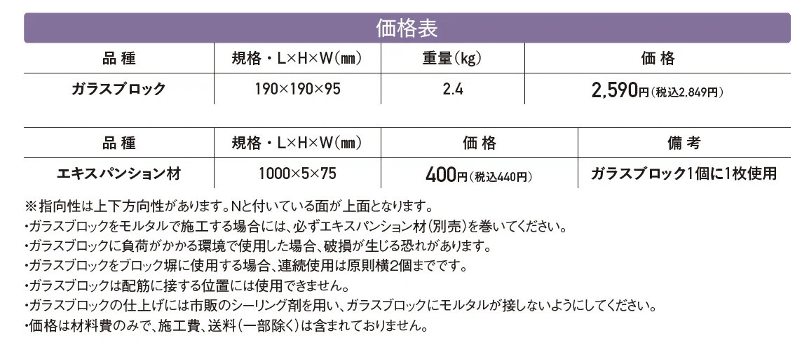 ガラスブロック【2024年版】_価格_1