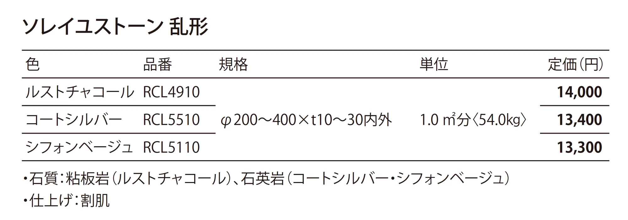 ソレイユストーン 乱形 Soleil Stone_価格_2