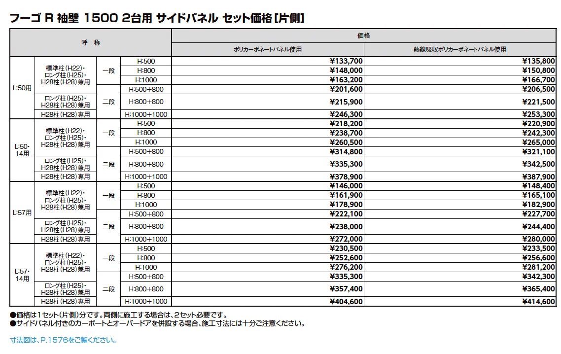 フーゴR 袖壁1500 2台用【2025年版】_価格_3