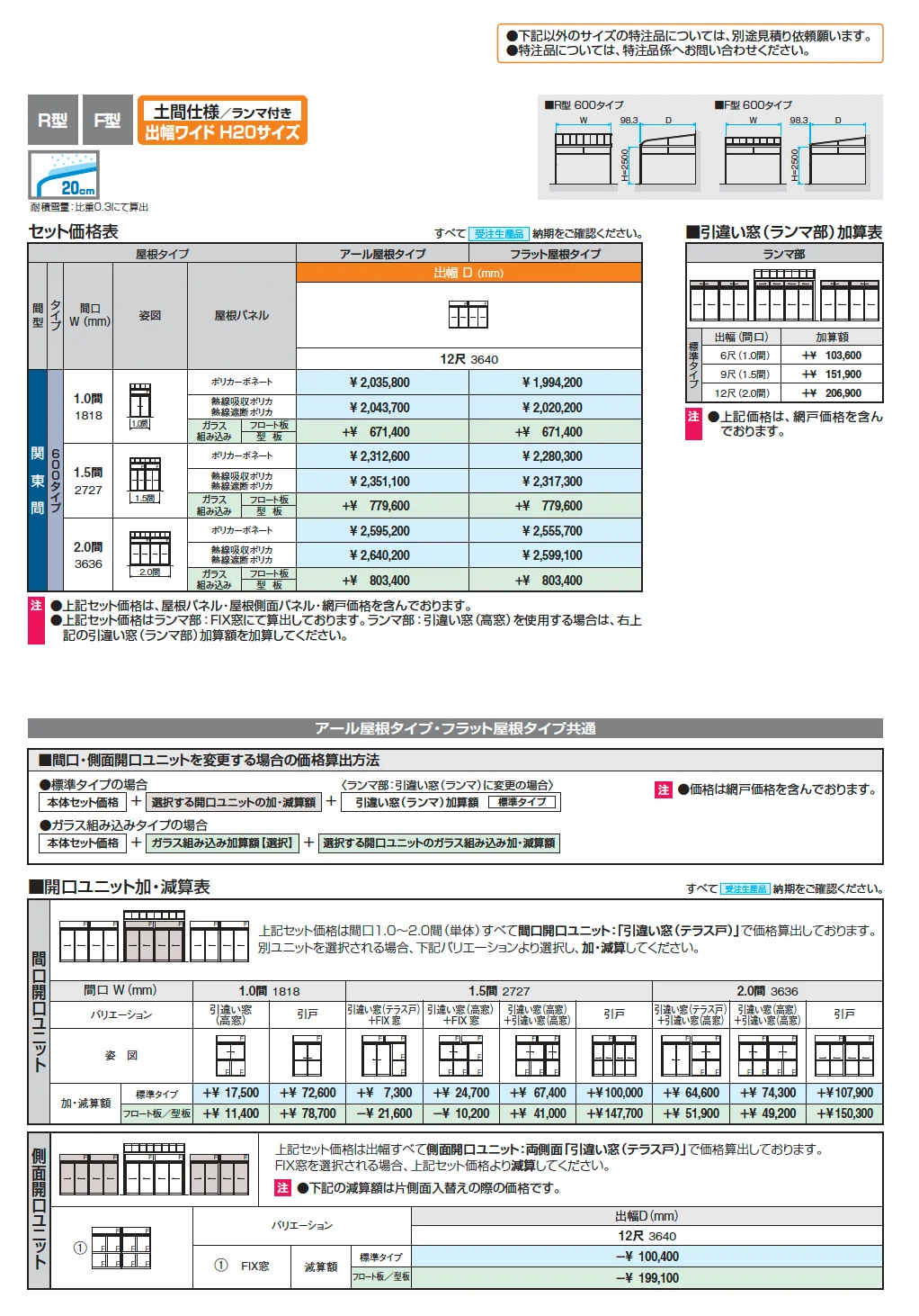 晴れもようwith特注品(土間仕様/ランマ付き 出幅ワイド H20サイズ)【2025年版】_価格_1