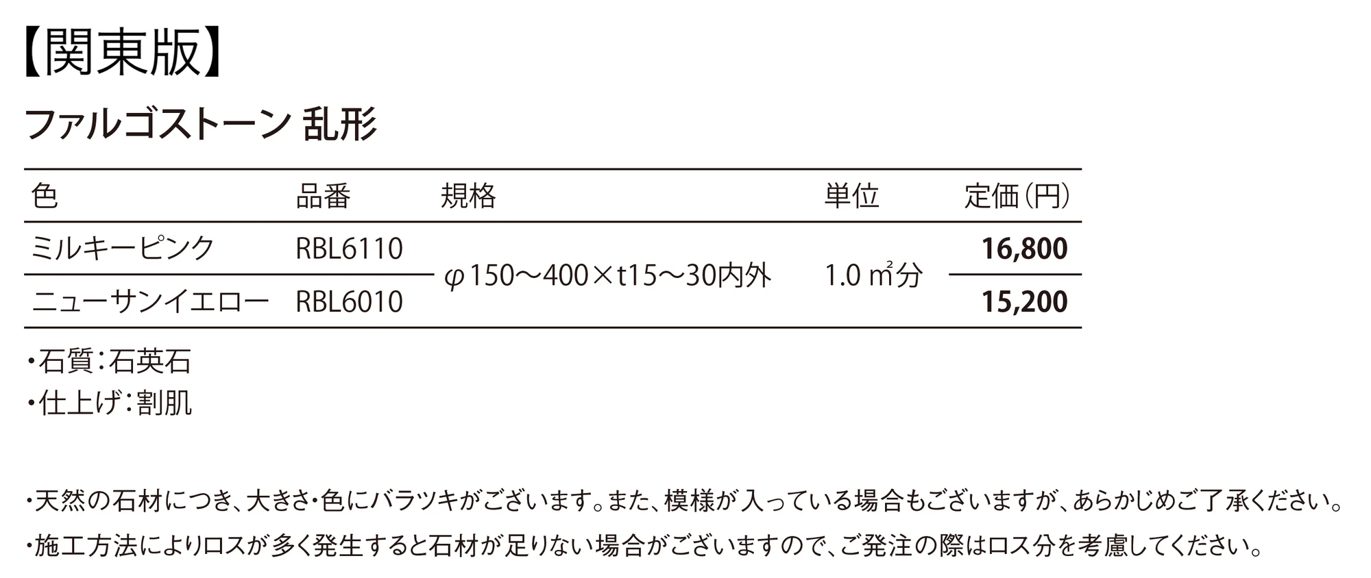 ファルゴストーン 乱形 Fargo Stone_価格_1