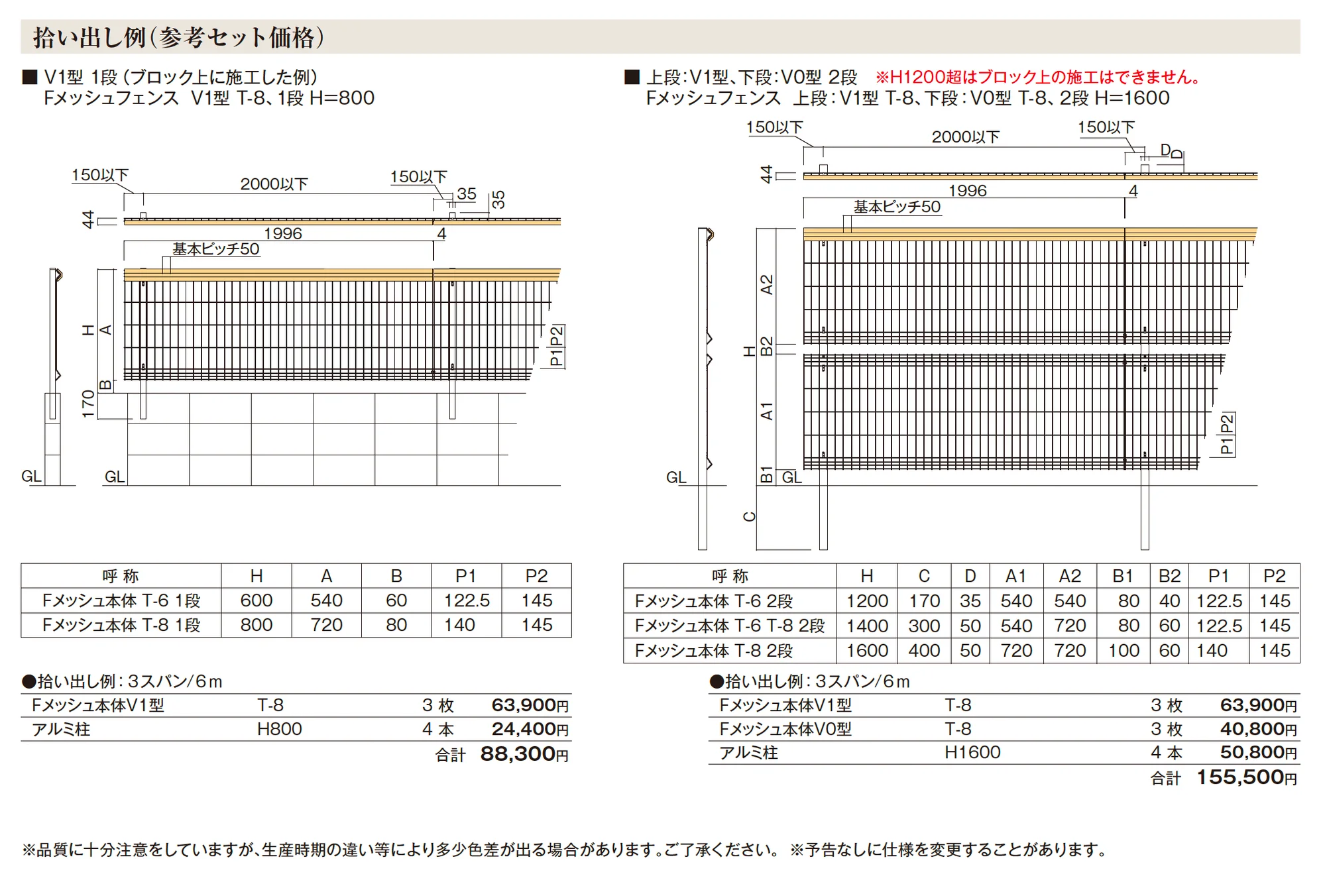 FメッシュフェンスV型_価格_2
