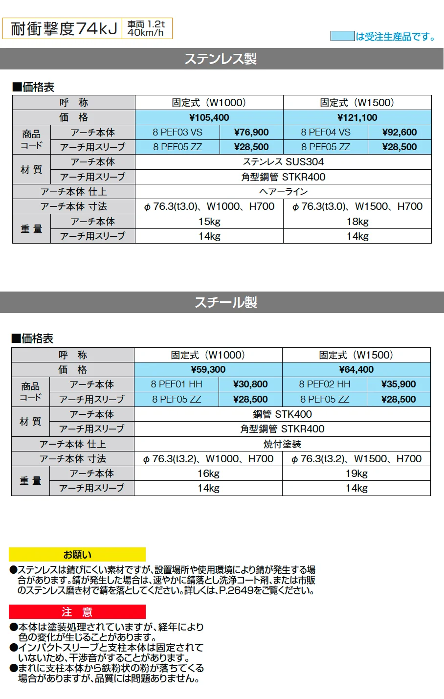 衝突防止ポール U76型 アーチ【2025年版】_価格_1