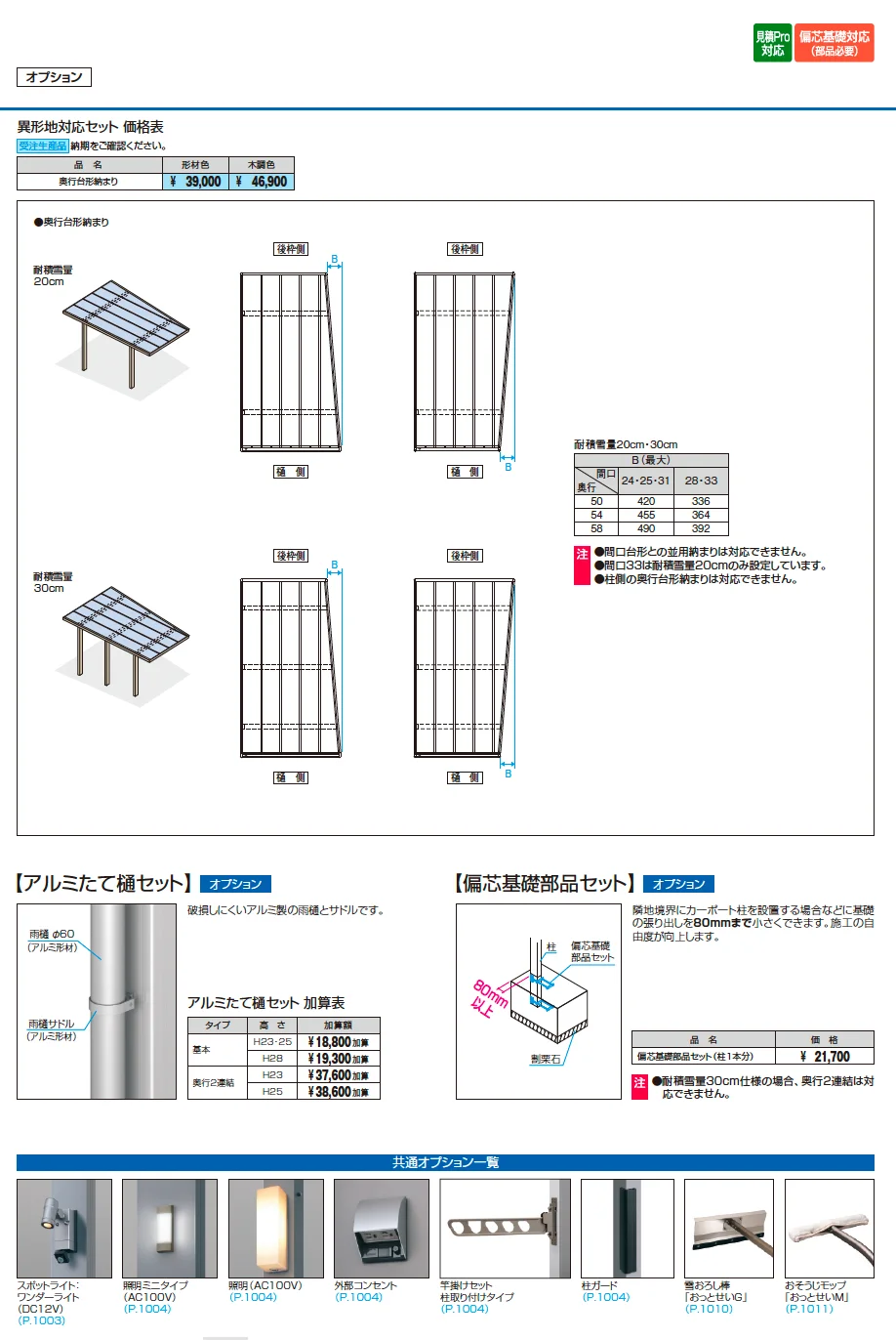 スカイリード 片側支持タイプ(耐積雪量30cm仕様：1台用基本・奥行連結)【廃番】【2025年10月価格改訂版】_価格_5