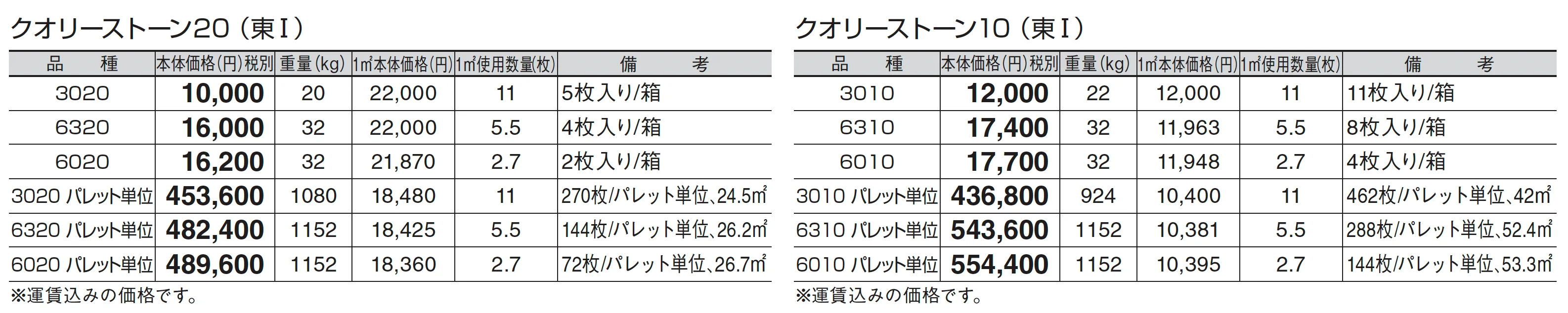 クオリーストーン 20/クオリーストーン 10_価格_1