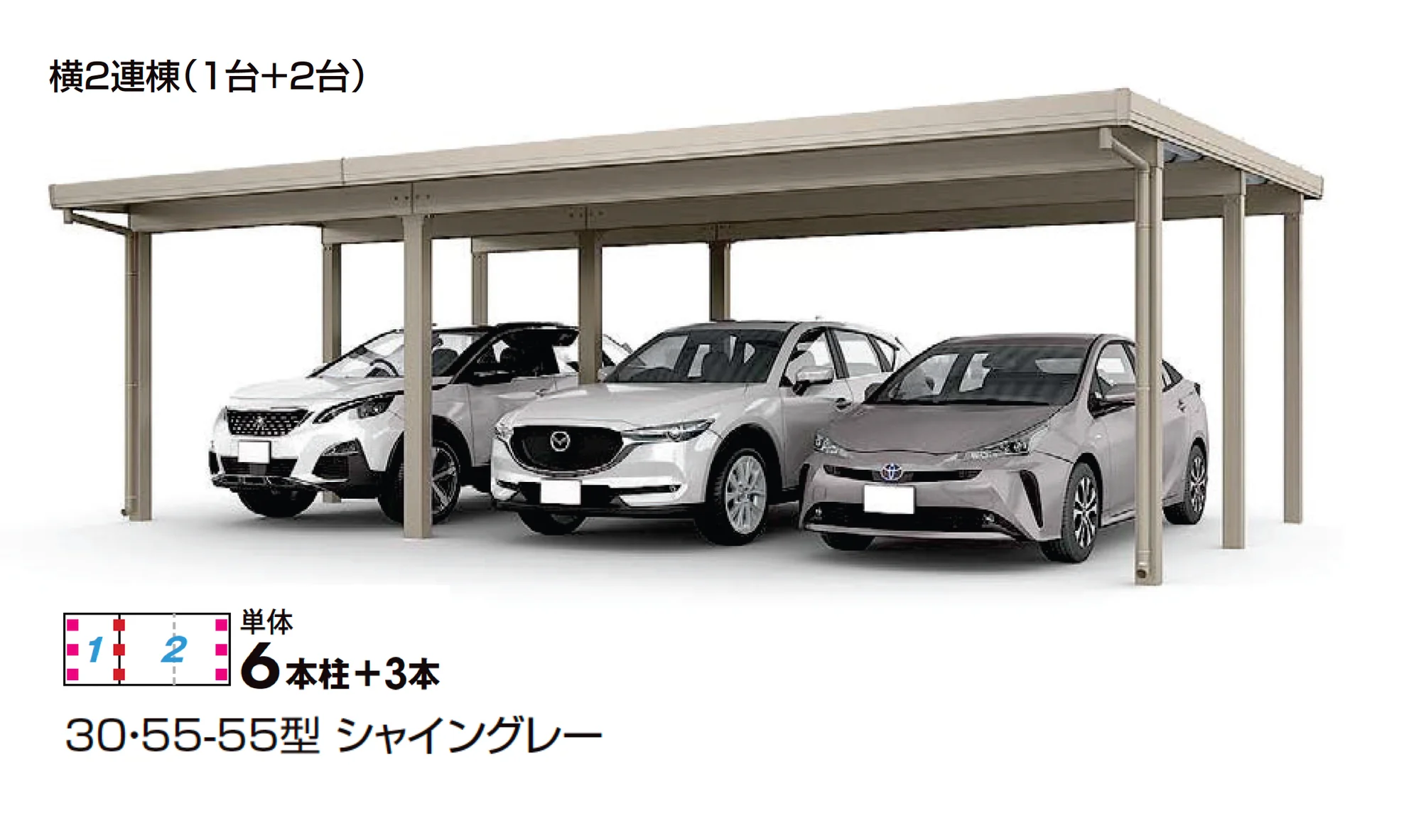 LIXILの「カーポートST 3000タイプ 3台用」のサブ画像3