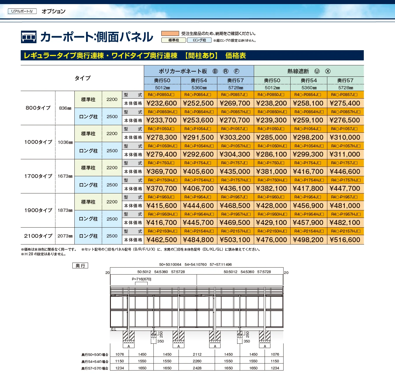 リアルポートⅣ レギュラータイプ カーポート:奥行連棟(2台用)【2025年版】_価格_2
