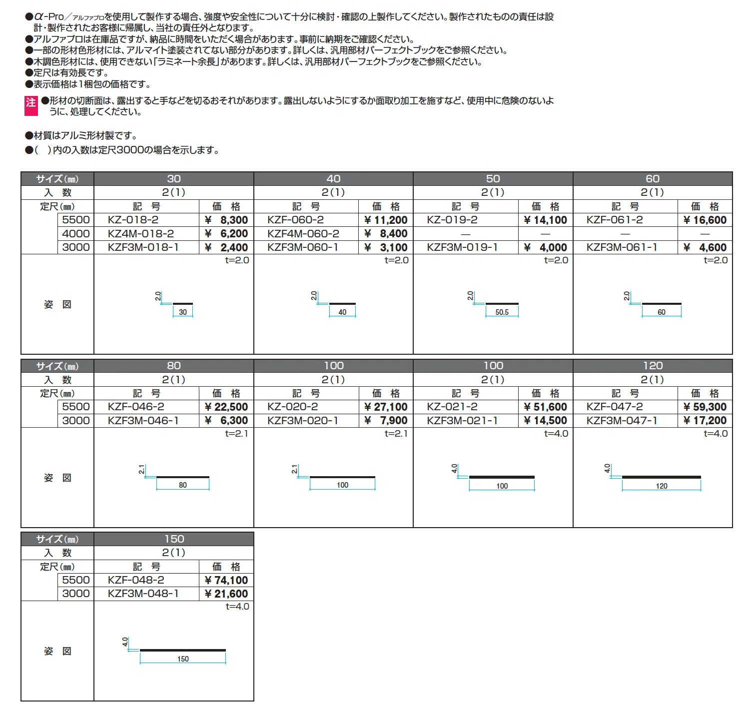 フラットバー(形材色)【α-Pro アルファプロ】【2025年版】_価格_1