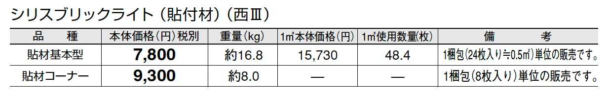 シリスブリックライト(貼付材)_価格_5