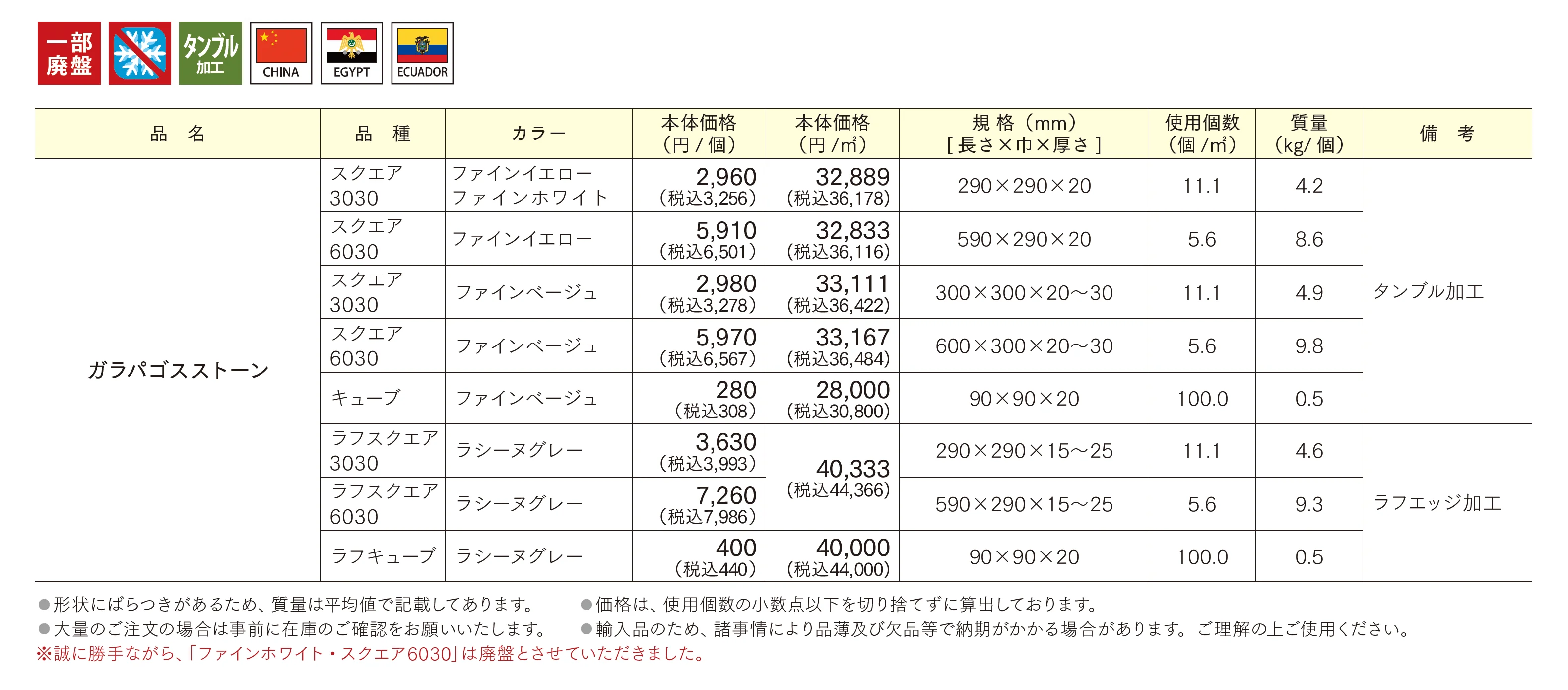 ガラパゴスストーン ラフスクエア/スクエア/ラフキューブ/キューブ_価格_1
