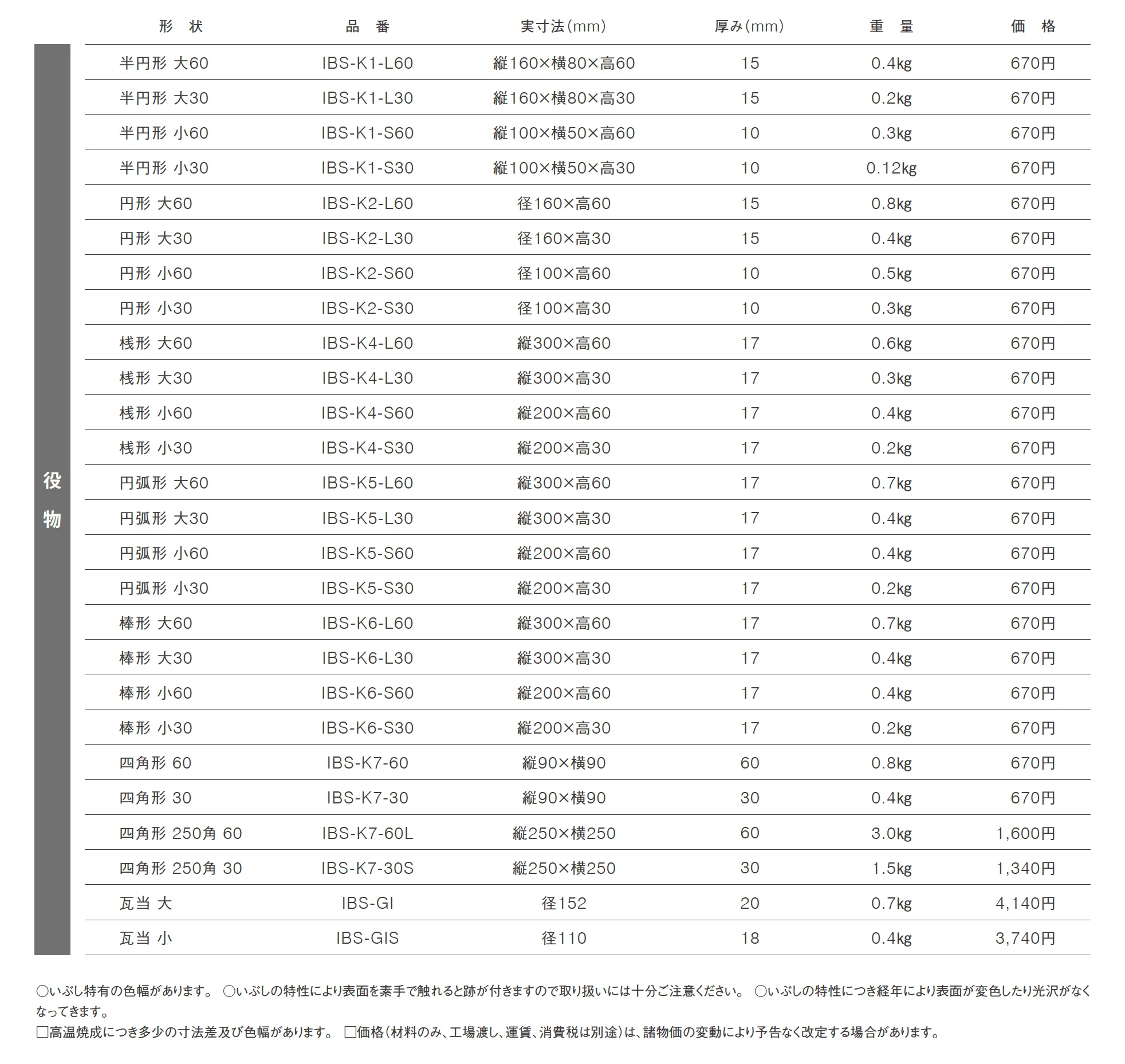 いぶしシリーズ_価格_1