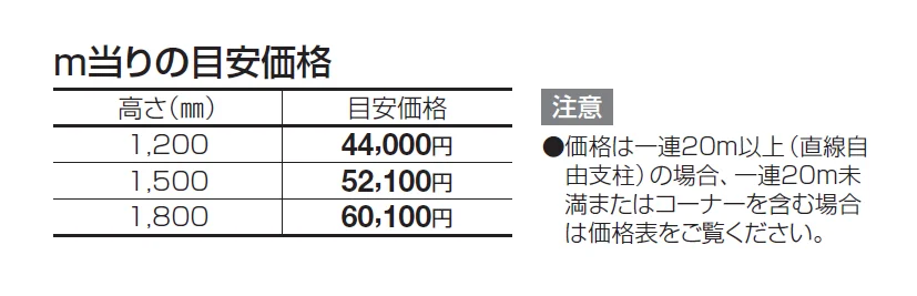 ルーバー フェンス ERF2型(本体・支柱ピッチ2,000㎜)【2024年版】_価格_1