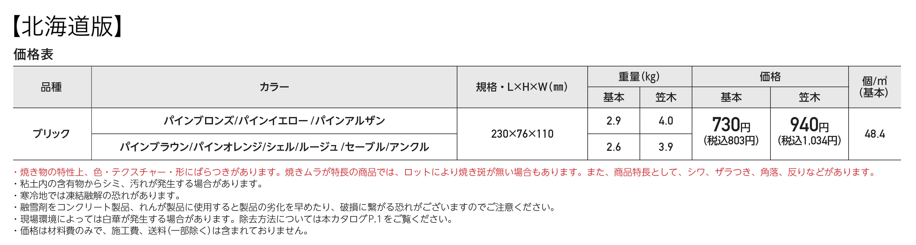 ロイヤルパイン･ブリック_価格_2
