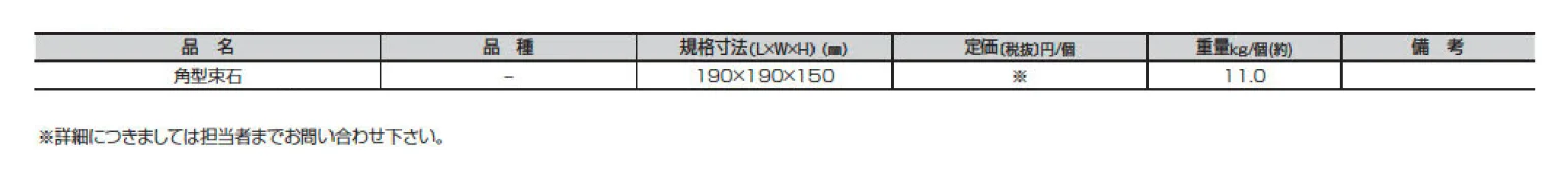 角型束石【2025年版】_価格_2