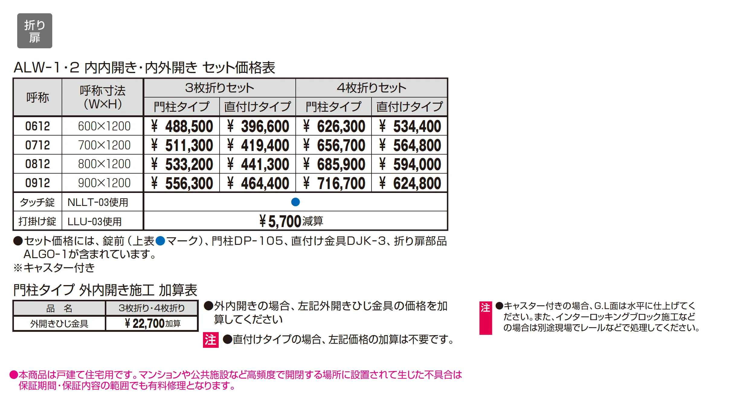 折り扉一覧 美流1・2型_価格_1